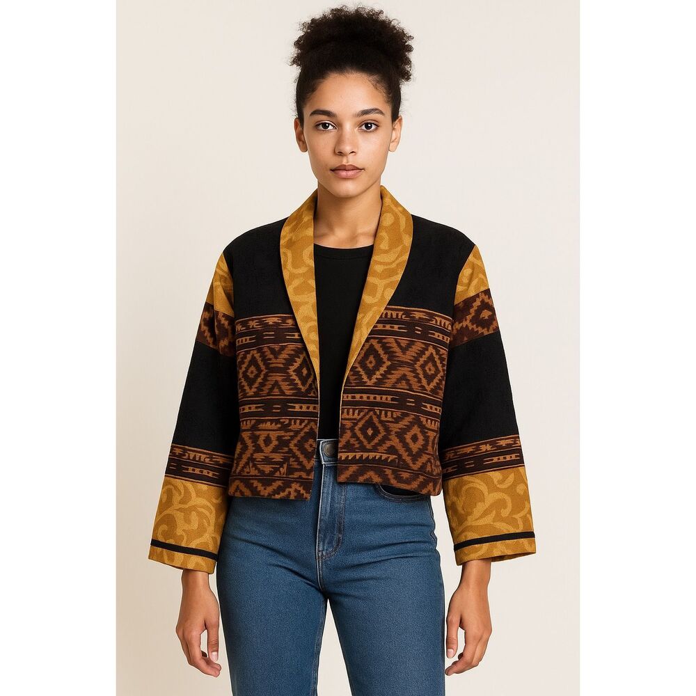 Vintage Flashback Ethnic Boho Patchwork Jacket Go… - image 2